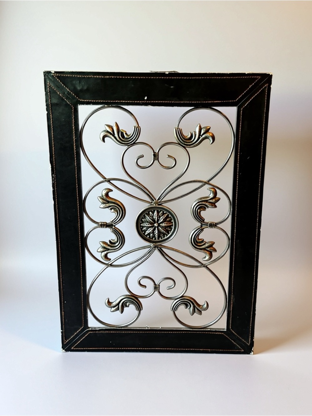 Ornate Scroll Wall Art - Dark Textured Frame (16.5x24)